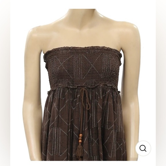 🆕Denim & Supply X Ralph Lauren Halter Tube Beaded Tassles Maxi Boho Dress Brown - Picture 5 of 12